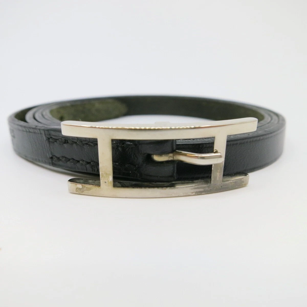 HERMÈS Autentico Bracciale Hermes Api 3 E in Pelle Nera Quadrata #310136