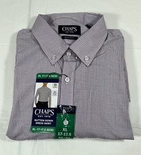 Chaps Regular Fit Button-Down Dress Shirt, Red, Men's XL 17-17.5 32/33 NEW