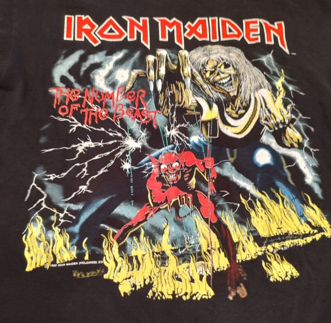 IRON MAIDEN Number of the Beast T-Shirt 1982 Front Back 666 | eBay