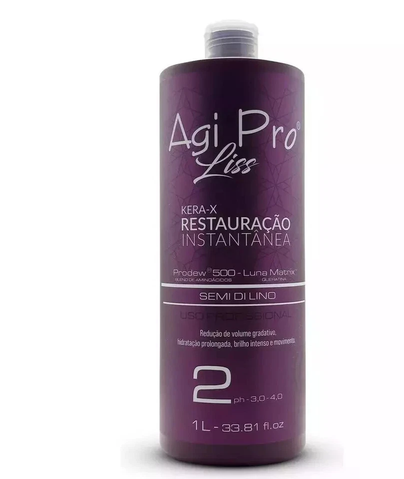 Kit de sistema de linaza alisado de cabello brasileño Agi Max Pro Liss Kera-X 3x1L Foto 3 de 4