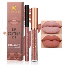 YOUNG VISION Liquid Lipstick & Lip liner Combo Set, Matte Lip Contour Kit .