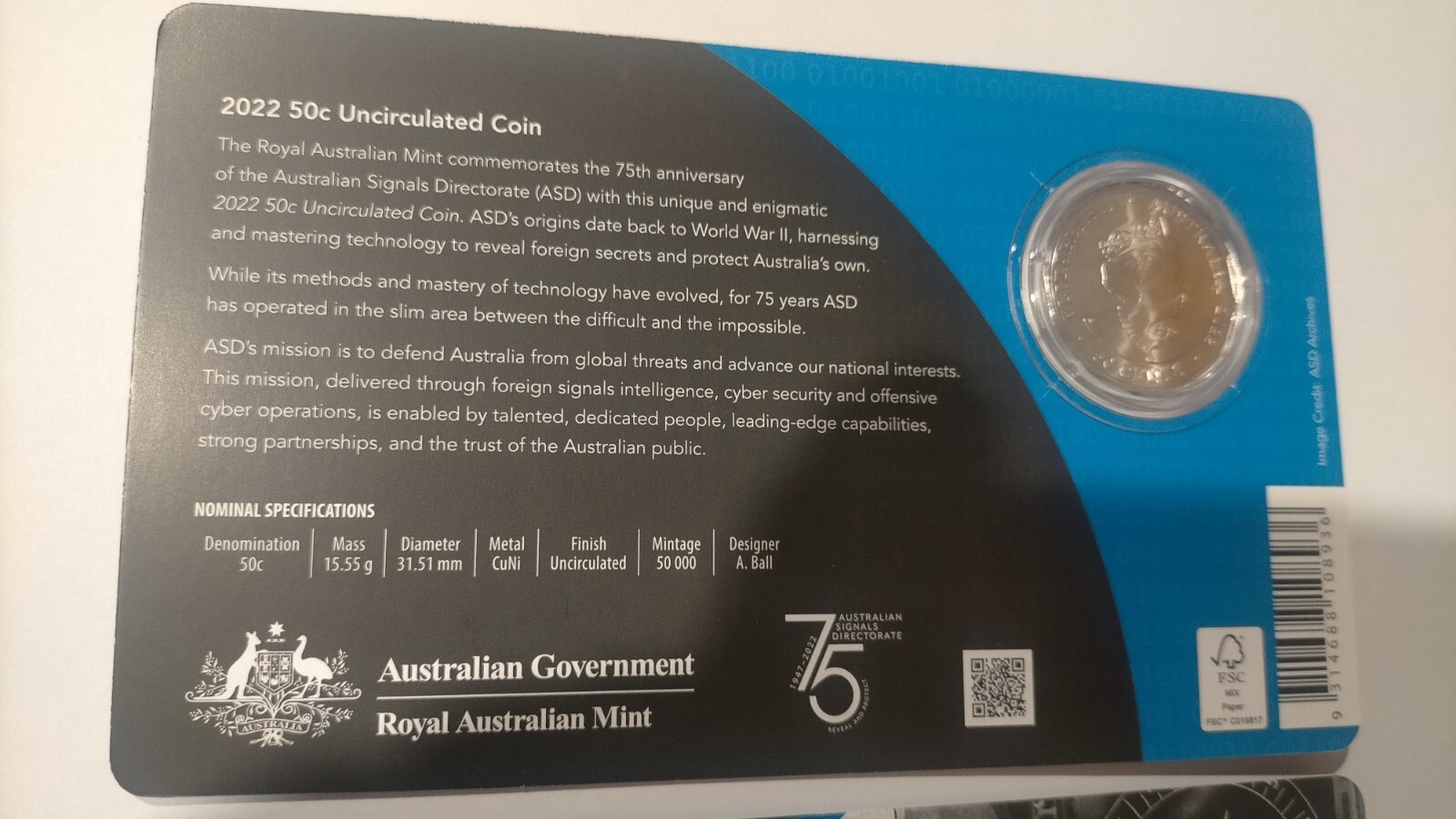 Australia RAM 2022 Queen's 50c coin 75th Ann Australian Signals Directorate ASD eBay