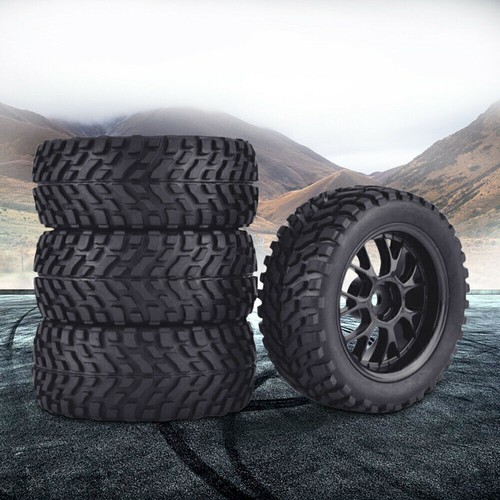 4 *75mm Gummi Rallye Auto Felge & Reifen Sechskant Für HSP HPI 1:10 RC Rennwagen - Bild 5 von 9