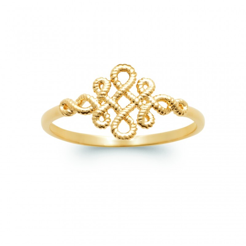Bague plaqué or 18 carats 750/000 au design torsadé de haute joaillerie