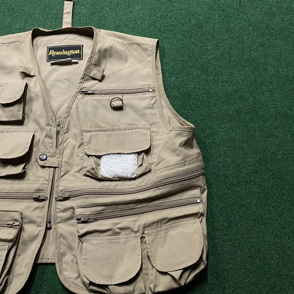 Chaleco Remington Vintage Para Hombre Grande Beige Pesca Caza Utilidad Bolsillos Foto 2 de 4
