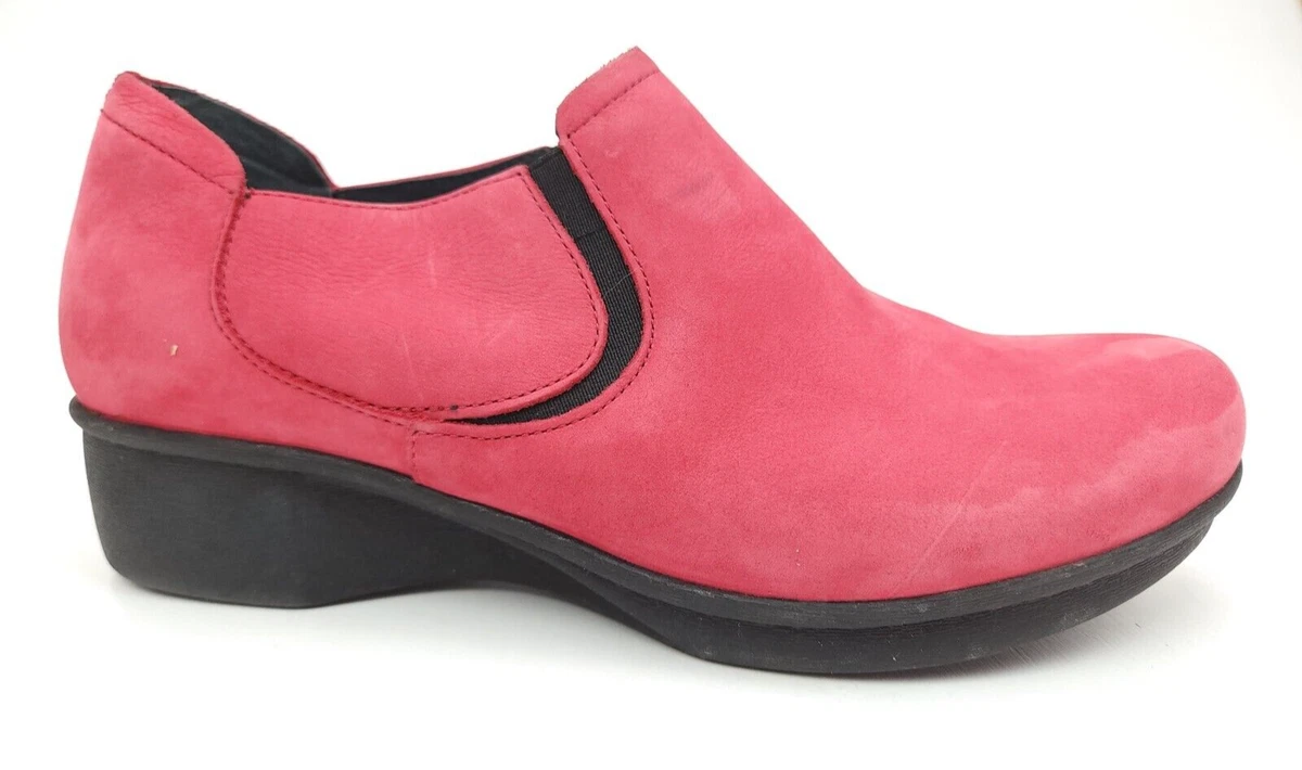 Dansko Lynn Pink Nubuck Leather Slip On Comfort Heel Shoe EU 41 US 10.5 11