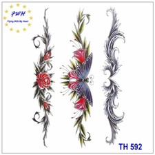Butterfly Flower Chains Tattoos Stripes Rose Tribal Armband Skull Body Tattoos