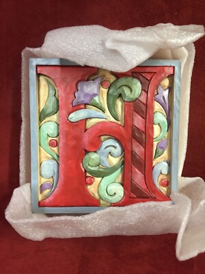Jim Shore - Heartwood Creek - Monogram Plaque of Letter H - 2008 - Letter ''H''