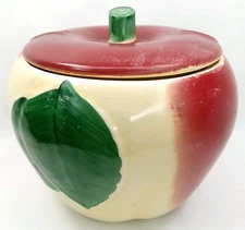 WWII Era Grease Jar & Lid Hull Pottery Blushing Apple Made In USA 1940s