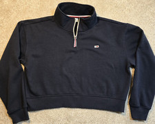 Tommy Hilfiger Crop Sweatshirt Tommy Jeans Quarter Zip Logo Patch Long Sleeve XL