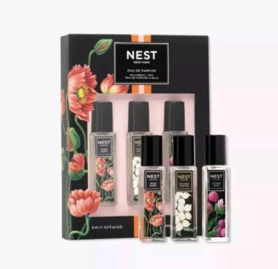 NEST New York 3p Mini EDP Rollerball Set Wild Poppy Golden Nectar Lychee Rose 