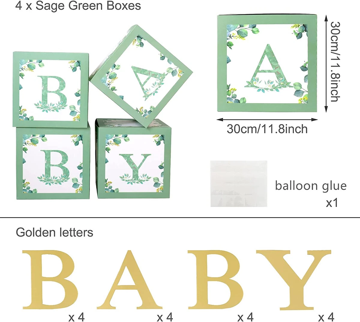 Printable green baby shower decor package