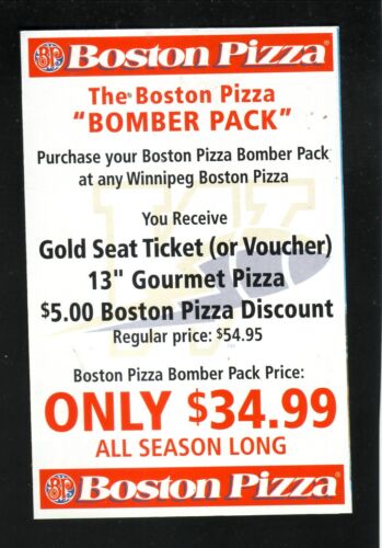 Winnipeg Blue Bombers--Horario de bolsillo 2002--Pizza Boston--CFL - Imagen 2 de 2