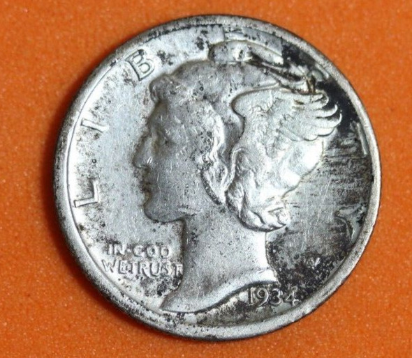 1934- Mercury Winged Liberty ONE Dime #P02925