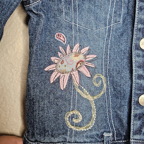 Vintage (2003) Barbie Avenue Y2K denim jean jacket embroidered girls size 6 6x - Picture 4 of 8