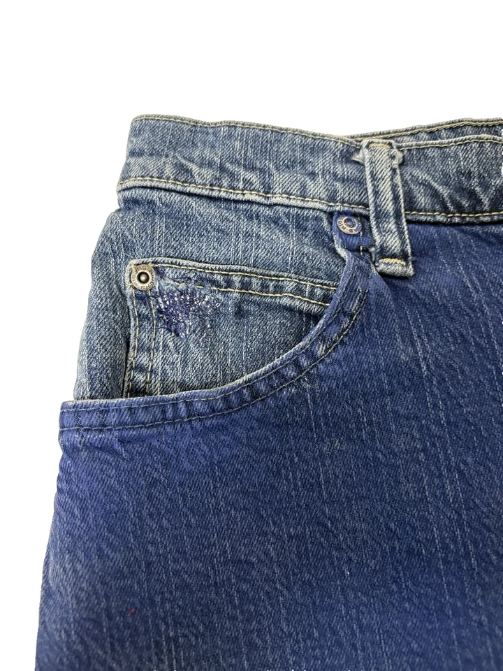 Pantalones Cortos Denim Corte Riders Relajados Mujer talla 32W x 12 Rojo Blanco Rayas Americana Foto 2 de 4