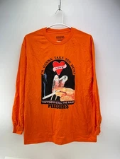 Pleasures Mens Orange I'm Gonna Take You Home Graphic Print Shirt Size L