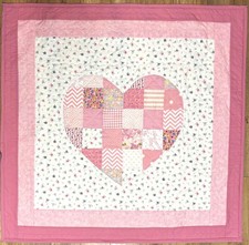 Baby Quilt Handmade Pink Girl's Patchwork Blanket 40" x 40" Heart NEW