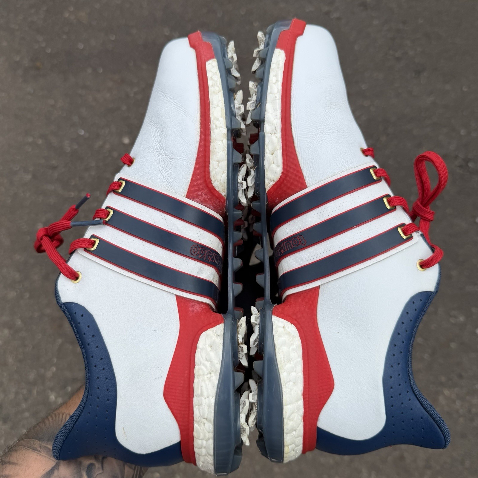 Rare adidas Tour 360 USA Golf Shoes Ultra American Red, White & Blue Mens Sz 8 image 6