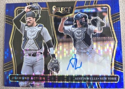 2025 Panini Select Diamond Action Signatures Austin Wells Blue Pulsar. Yankees