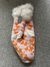 OLIVER BONAS Slipper Socks M/L Orange pink glitter heart valentines 