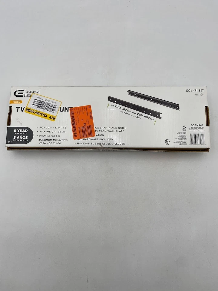 Soporte de pared fijo eléctrico comercial para TV de 20 pulgadas-57 pulgadas NEGRO Foto 2 de 4