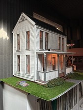 1:12 Victorian 2-Storey Dollhouse w/ Porch, Furnished 4 Rooms, Halloween
