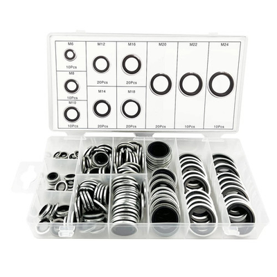 #ad 150 Pcs Automotive Self Centered Bonded Seal Gasket Oil Washer Assortment Kit $21.34