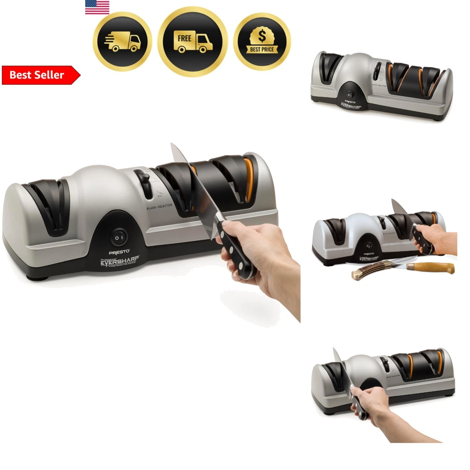 Electric Knife Sharpener 3-Stage Kitchen Hunting Fillet Sharpening System
Opens in a new window or t