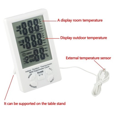 KTJ TA298 Hygrometer Thermometer zur präzisen Innen-/Außenklimaüberwachung