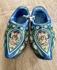 Holland Dutch White Blue Floral Windmill Mini shoes clogs wooden Souvenir