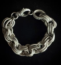 Bronzo Italia Silver-toned Chunky Triple Rolo Link Bracelet - QVC Bronze Milor 