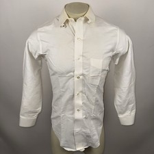 Vtg 1950s Arrow Dress Shirt Snap Tab Collar Sanforized White USA Made Mens 15 33