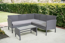 Lakewood Grey Rattan Garden Corner 5 Seater Furniture Sofa Table Set Patio