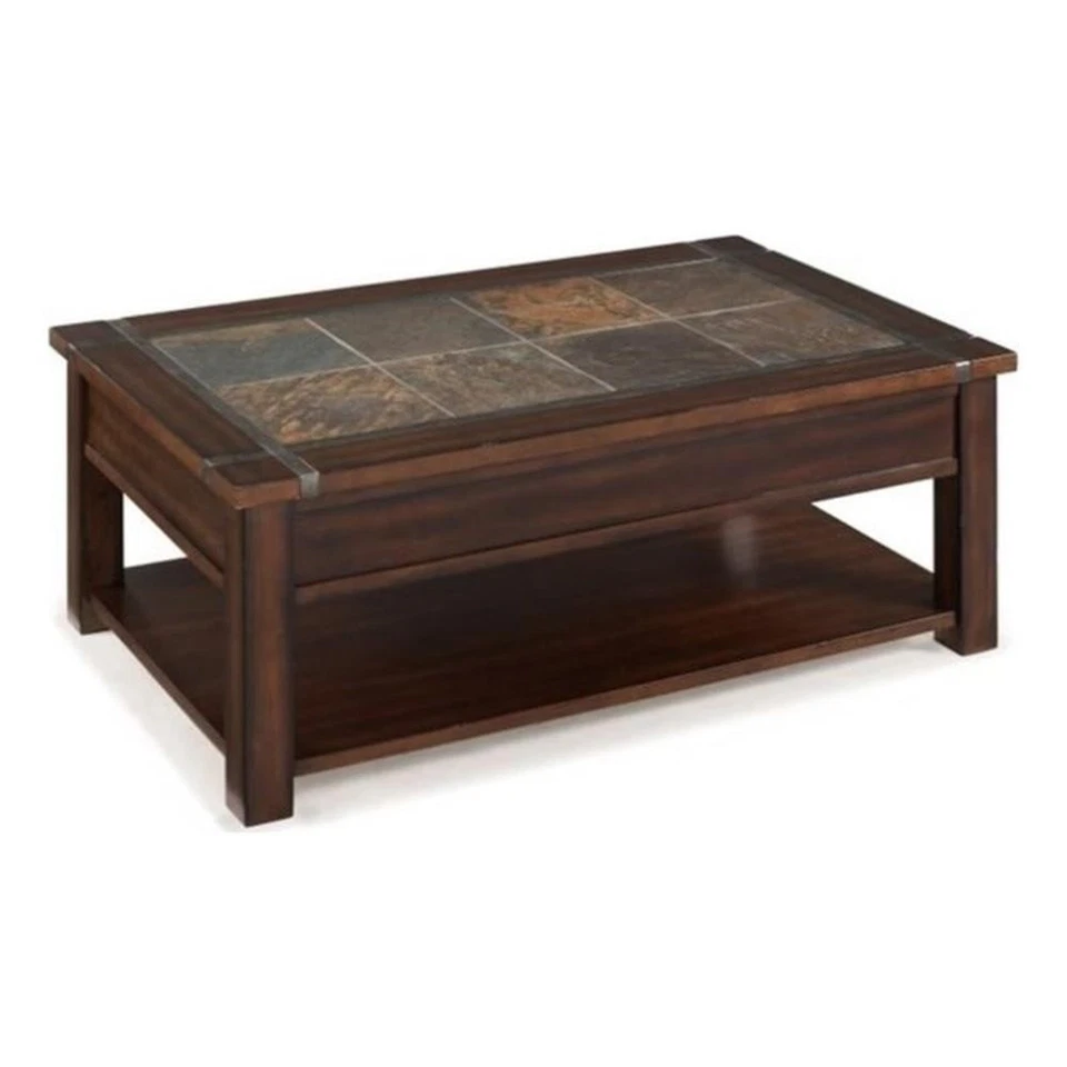 Mesa de centro elevadora de madera Magnussen Roanoke en cerezo y pizarra Foto 2 de 2