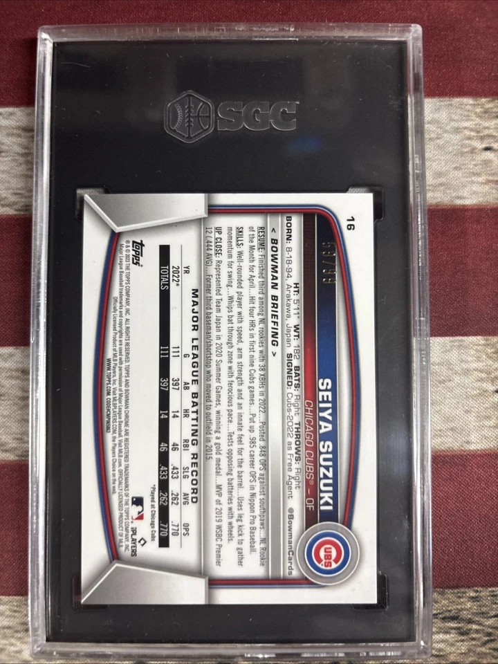 2023 Bowman Chrome Seiya Suzuki #16 Green Refractor /99 Sgc 9.5 - Image 2 of 2