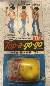 Vintage 1965 Hasbro Top-A-Go-Go 3-Way Spinning Top Yo-Yo Toy MOC Sealed