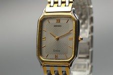 Near MINT 1998 Vintage SEIKO DOLCE 5E30-5A00 Tank Gray Dial Men Watch From JAPAN