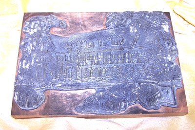 VINTAGE Delta Chi fraternity huge letterpress block, Kansas U chapter house OLD