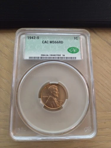 1942-S 1C CACG MS66 RD Lincoln Cent
