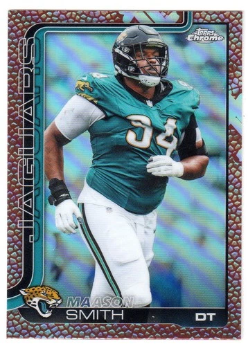 2025 Topps Chrome #140 MAASON SMITH 'PIGSKIN REFRACTOR' CARD! JAGUARS