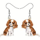 Cavalier King Charles Spaniel Dog Acrylic Earrings Hypoallergenic Silver Hooks