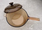 Vintage Vision Pyrex CorningWare Amber 2.5 L Glass Cooking Pot with Lid USA