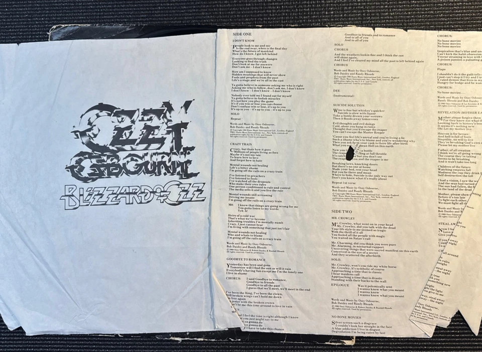 Ozzy Osbourne Blizzard Of Ozz 1st Pressing 1981 Vinyl LP JZ 36812 Allen Zentz - Image 3 of 4