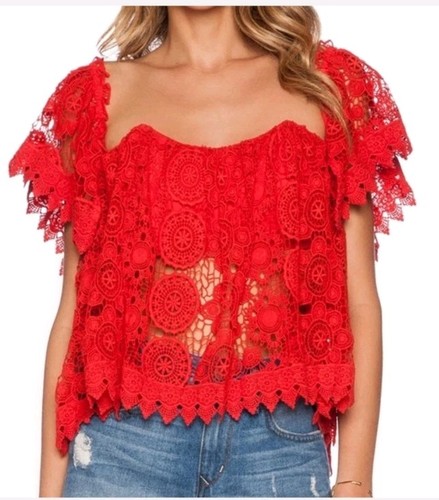 TULAROSA Amelia lace Top Size M crochet crop silhouette #CB2