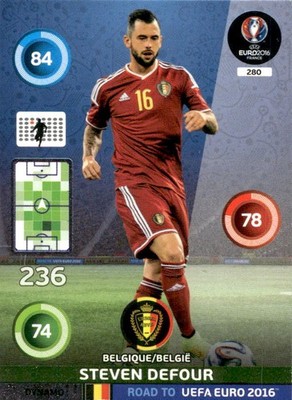 2016/17 Panini Road to UEFA Euro Adrenalyn XL Card # 280 Steven Defour Belgium