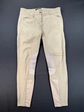 Horze Front-Zip Knee Patch Tan/Beige Show Breeches (Size 30)