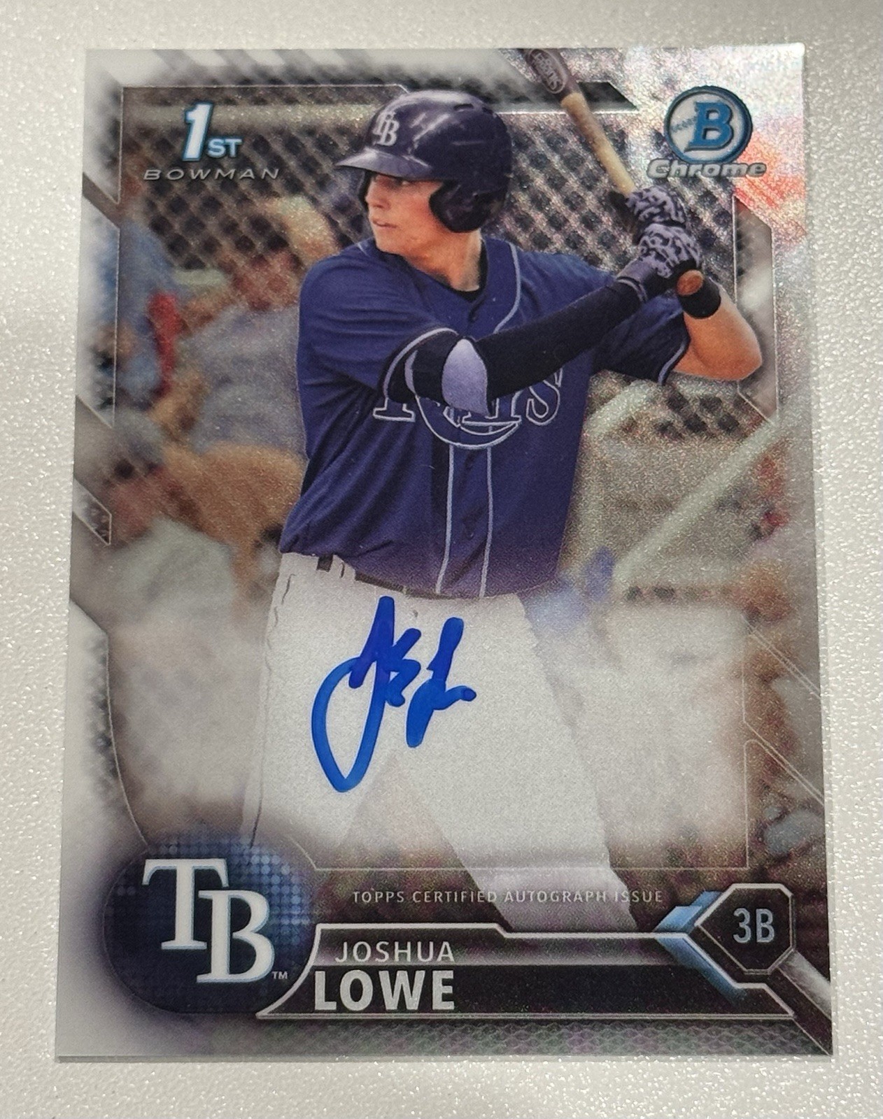 2016 Bowman Draft Chrome Josh Lowe RC/1st On Card Auto #CDA-JL Rays
