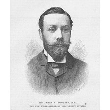 James William Lowther MP for Mid Cumberland - Antique Print 1891