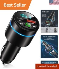 Compact Bluetooth FM Transmitter: Fast Charging, Hands-Free,  Blue Light Design